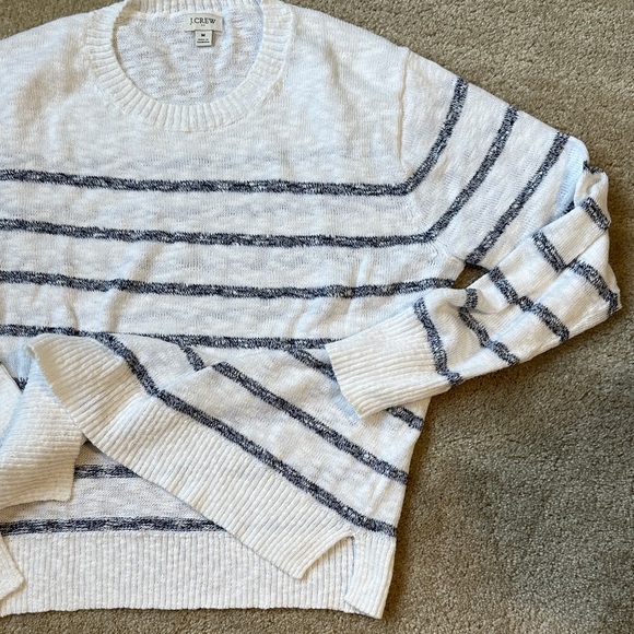 J. Crew Factory White and Navy Striped Beach Sweater - Picture 3 of 7